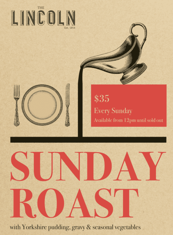 $35 Sunday Roast | Happy Hour Drinks & Specials