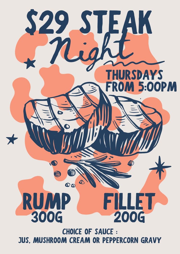 Thursday Steak Night | Happy Hour Drinks & Specials