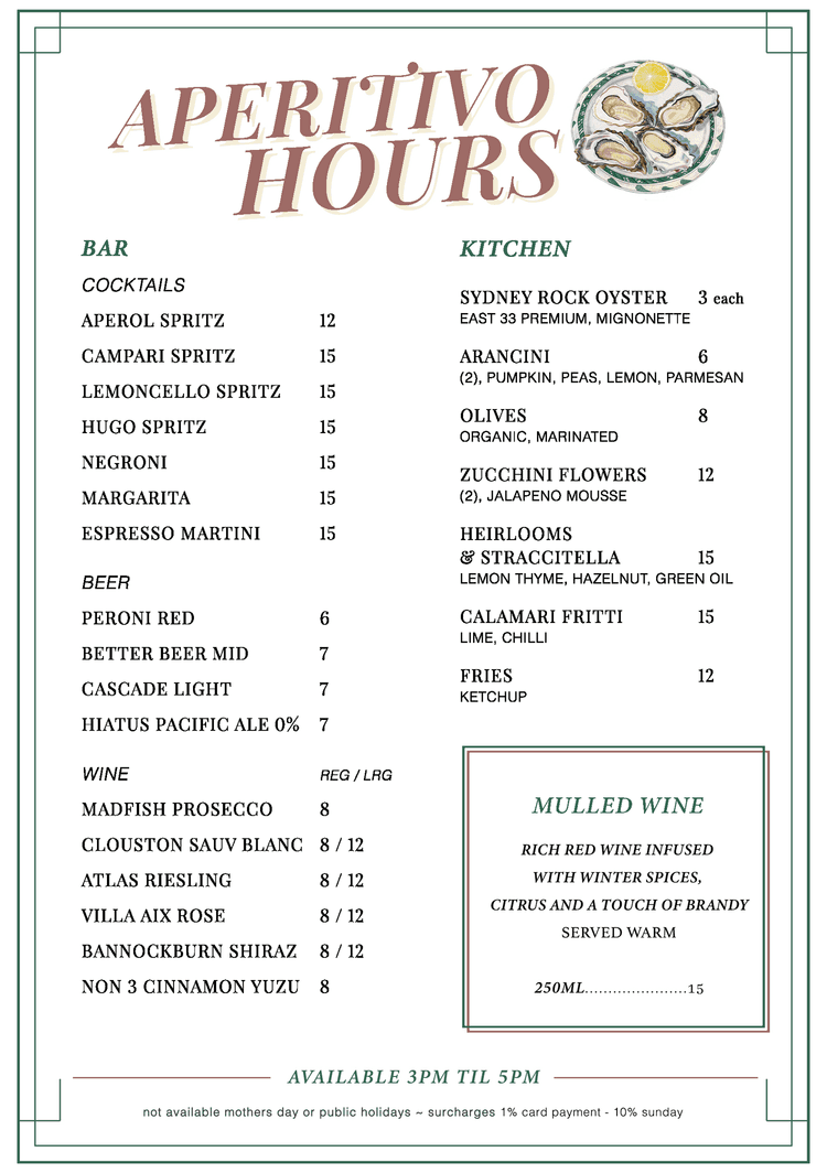 Aperitivo Hours | Happy Hour Drinks & Specials