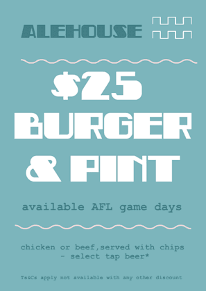 $25 Burger and Pint | Happy Hour Drinks & Specials