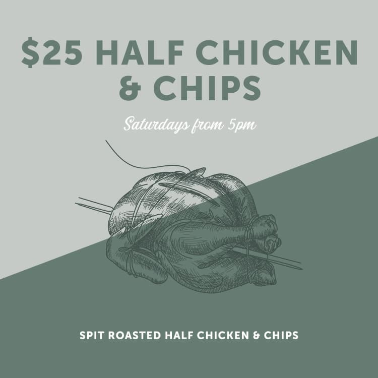 $25 Half Chicken & Chips | Happy Hour Drinks & Specials