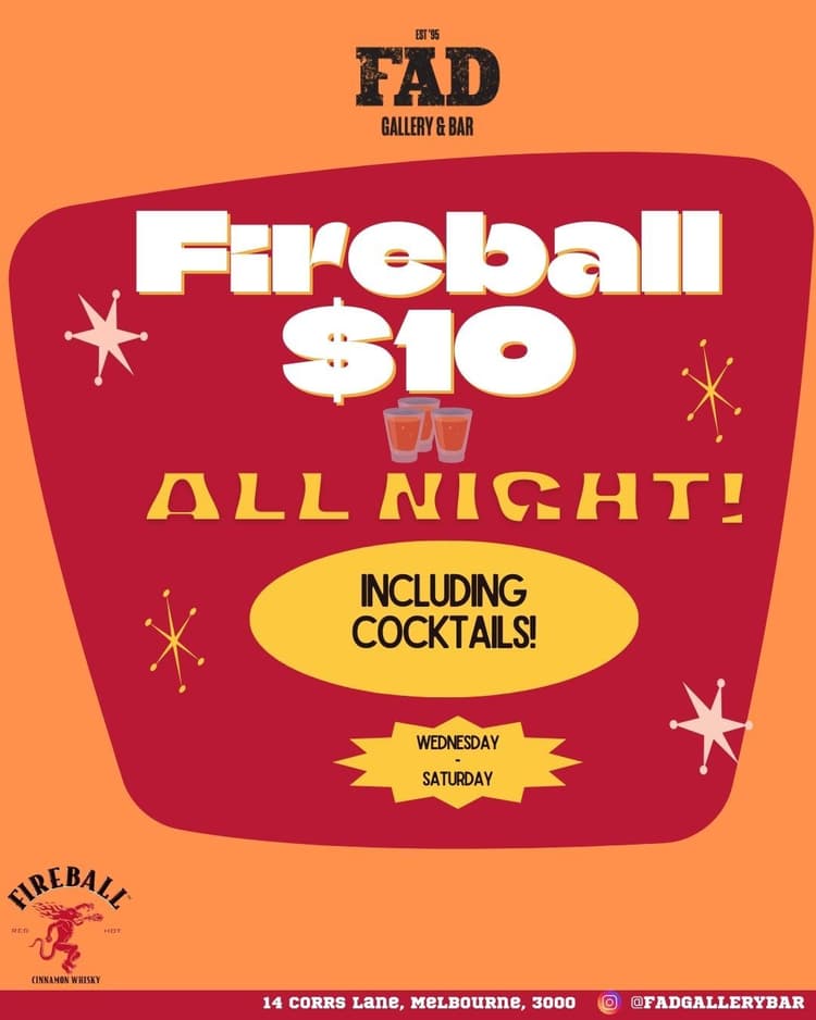 $10 Signature Fireball Cocktails ALL NIGHT! | Happy Hour Drinks & Specials