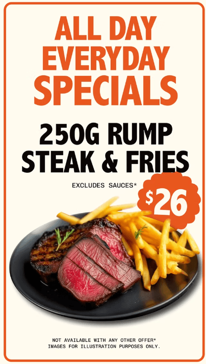 Rump Steak & Fries | Happy Hour Drinks & Specials