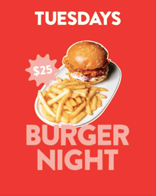 Tuesdays Burger Night | Happy Hour Drinks & Specials
