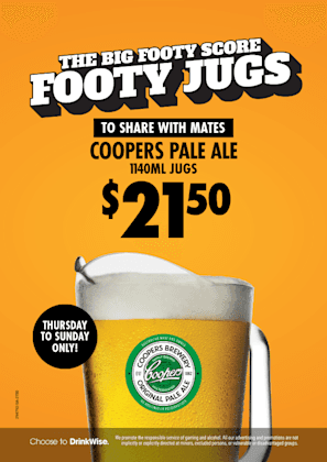 Footy Jugs | Happy Hour Drinks & Specials