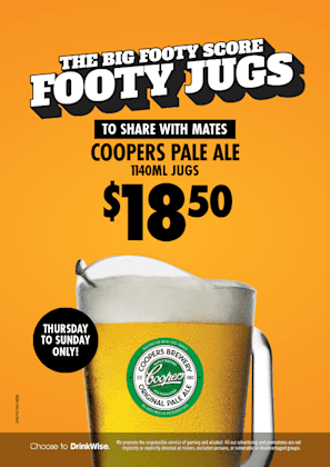 Footy Jugs | Happy Hour Drinks & Specials
