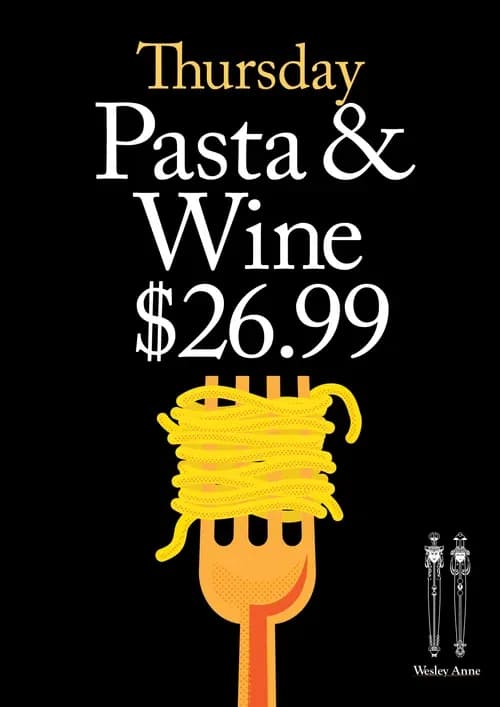 Pasta & Wine $26.99 | Happy Hour Drinks & Specials