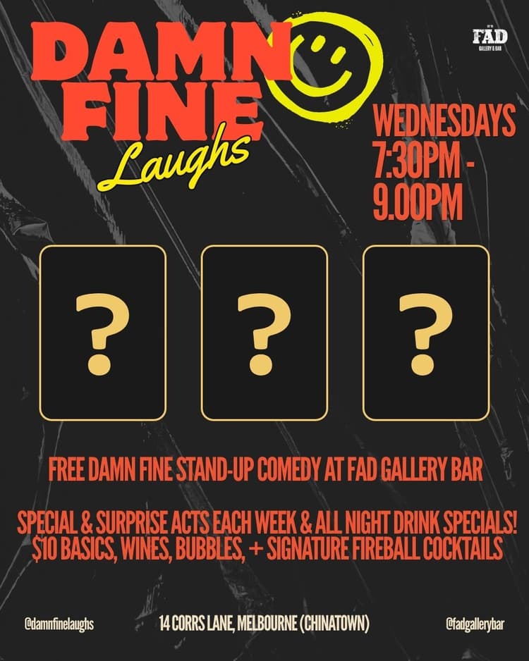 Damn Fine Laughs - FREE Stand-Up Comedy Night at Fad Gallery Bar | Happy Hour Drinks & Specials