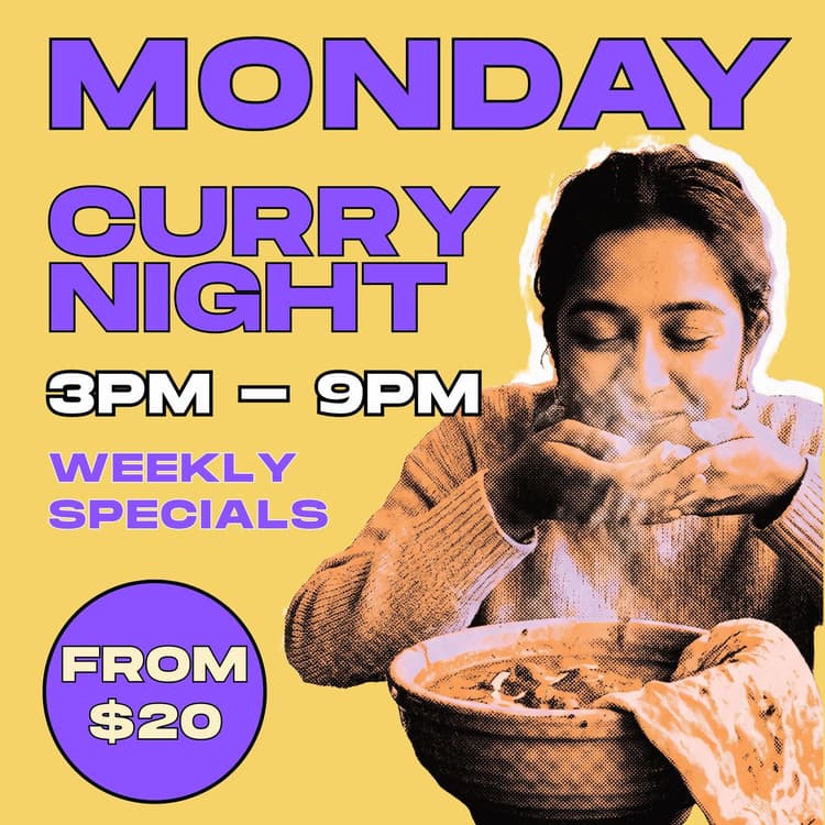 Monday $20 Curry Night | Happy Hour Drinks & Specials