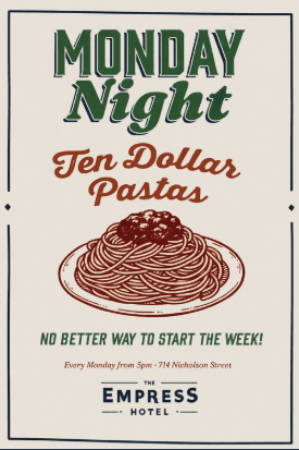 $10 Pasta Night | Happy Hour Drinks & Specials