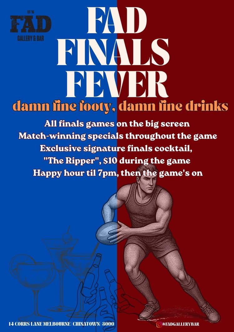 Fad Finals Fever $10 cocktails and basics, $5 Pies during the big games and showed on the big screen | Happy Hour Drinks & Specials