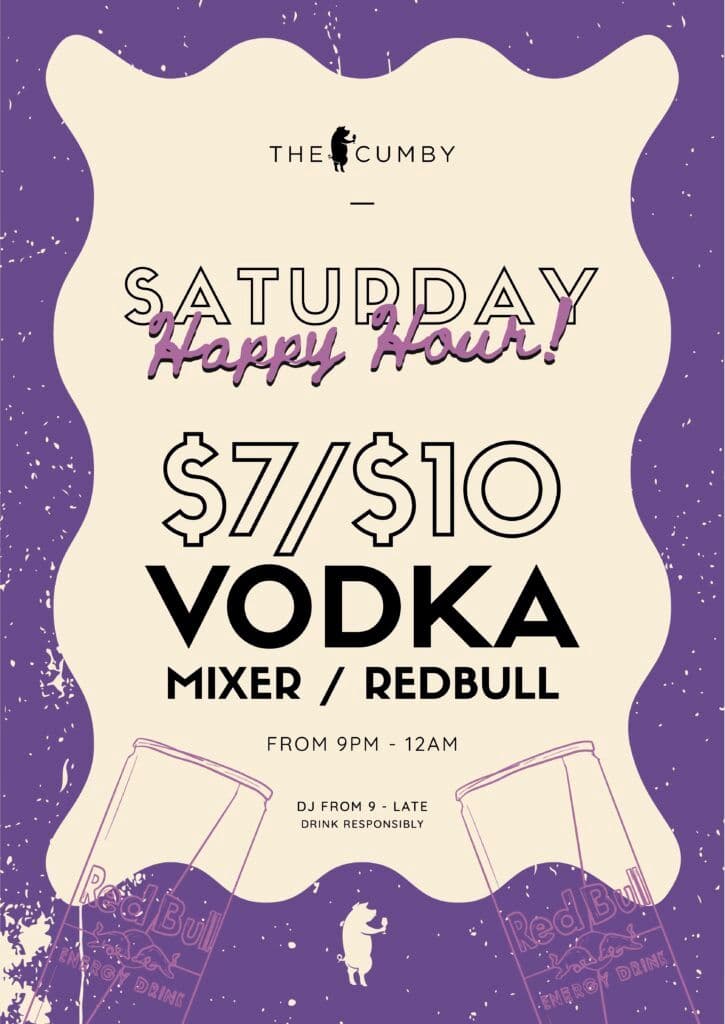 $7/$10 Vodka Mixer/Redbull | Happy Hour Drinks & Specials