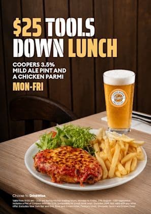 $25 Tools Down Lunch | Happy Hour Drinks & Specials