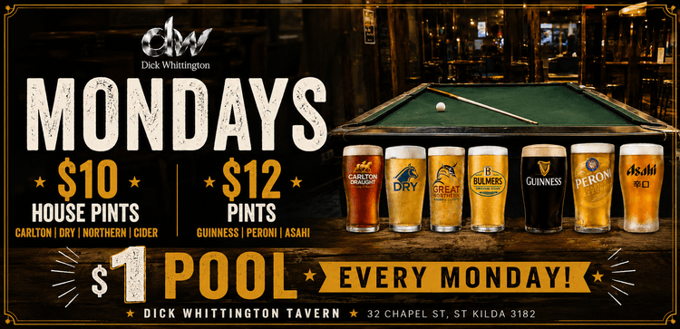 $1 Pool Mondays | Happy Hour Drinks & Specials