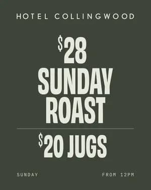 $28 Roasts & $20 Jugs | Happy Hour Drinks & Specials