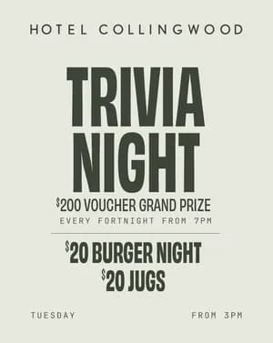 Trivia & Burger Night | Happy Hour Drinks & Specials