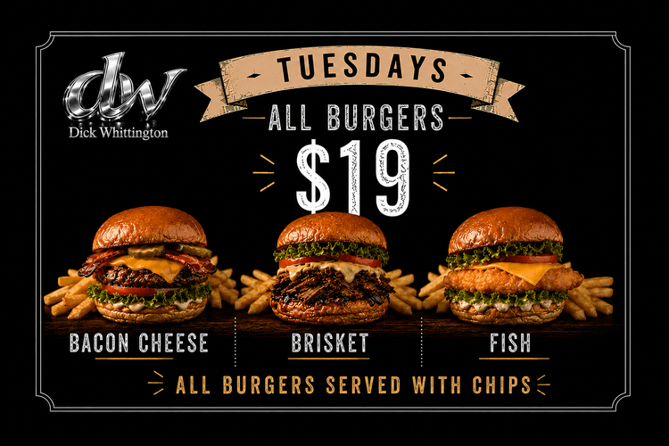 $19 Burgers | Happy Hour Drinks & Specials