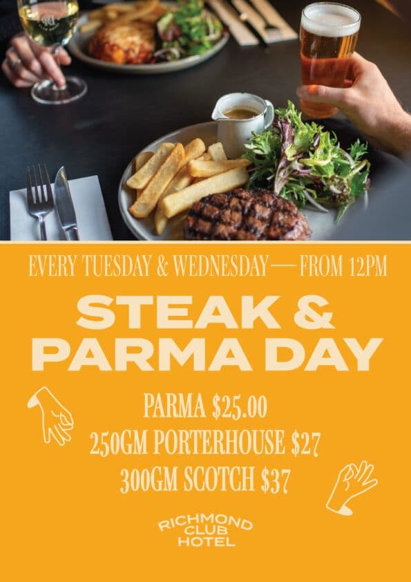 Steak & Parma Day | Happy Hour Drinks & Specials