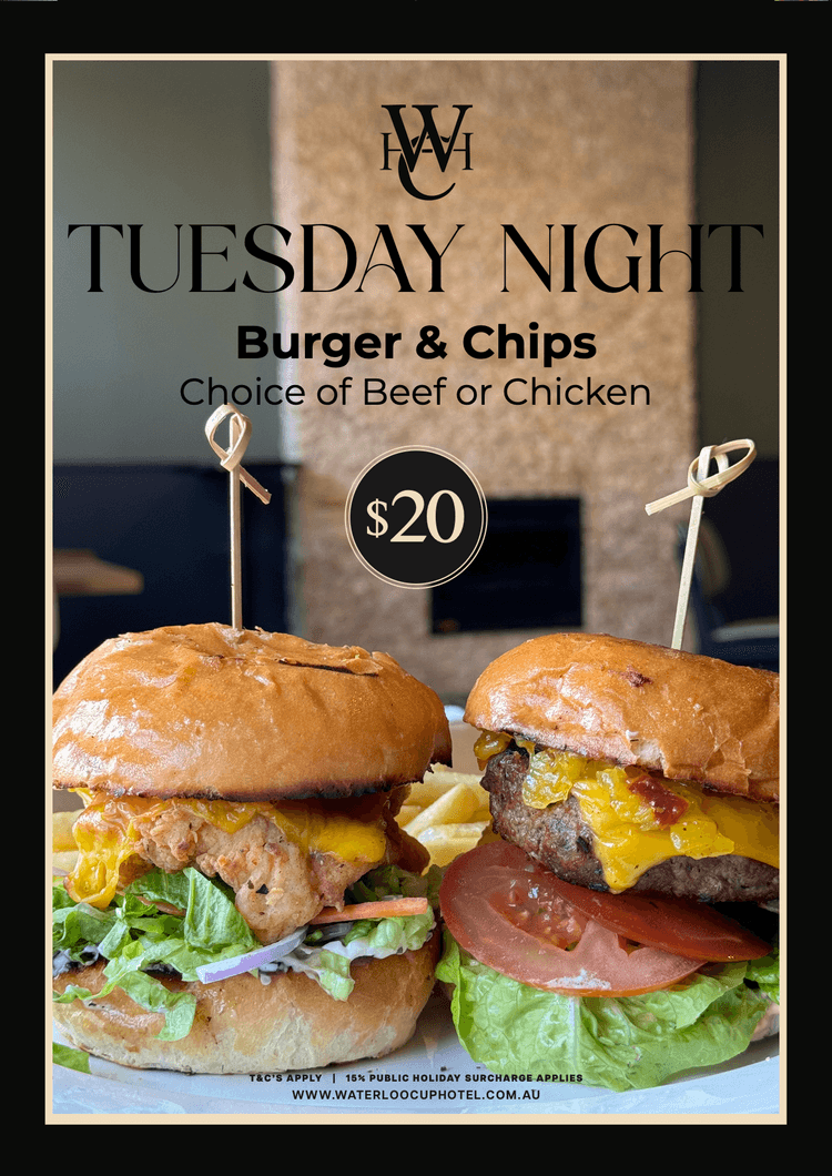 Tuesday Night Burger & Chips | Happy Hour Drinks & Specials