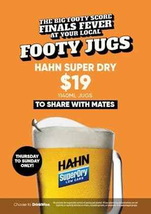 Footy Jugs | Happy Hour Drinks & Specials