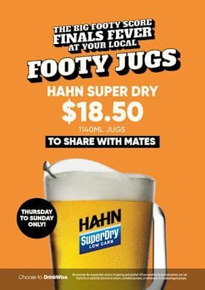 Footy Jugs | Happy Hour Drinks & Specials