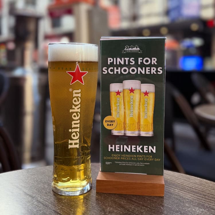 Heineken Pints for Schooners | Happy Hour Drinks & Specials