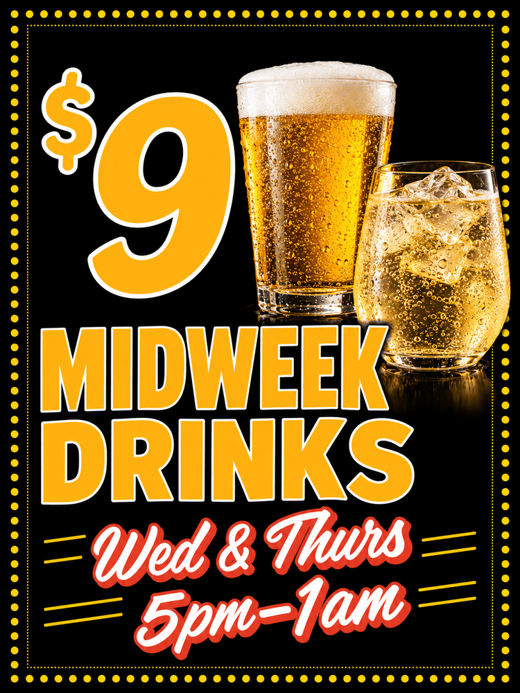 $9 Midweek Drinks | Happy Hour Drinks & Specials